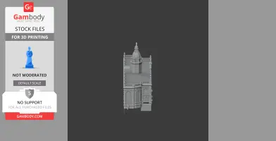 Gray 3D model of a detailed Birmingham architectural structure with ornate features and a dome.