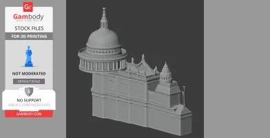 3D model of English architecture with domed roof and intricate details for 3D printing.