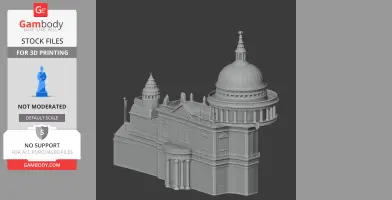 3D model of an ornate English architecture with a large dome and towers, designed for 3D printing.
