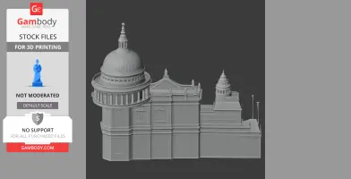 3D model of an English architectural structure with a large dome and intricate details.