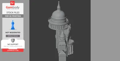 Intricate 3D model of classic English architecture, featuring a large dome and ornate details.