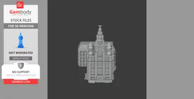 3D model of a detailed Liverpool building with domes and towers, designed for 3D printing.