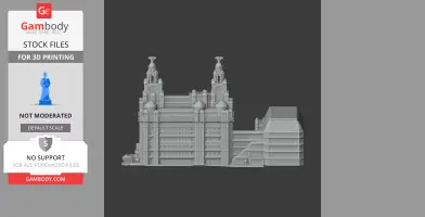A 3D printable model of a historic Liverpool building with detailed towers and intricate facade.