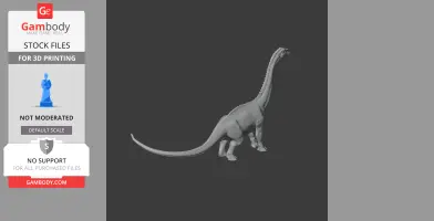 3D model of a Neuquensaurus, a long-necked dinosaur, in a standing pose for 3D printing.