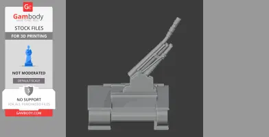 3D tank model featuring a raised barrel and robust turret design.