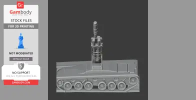 Side view of a 3D model tank with visible tracks and turret details.