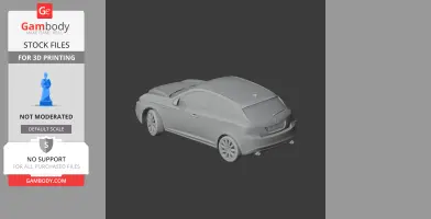 3D model of an Alfa Romeo Giulietta (2010) car, STL file for 3D printing, rear-side view.
