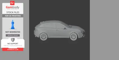 Gray 3D model of a 2010 Alfa Romeo Giulietta car, side view, for 3D printing.