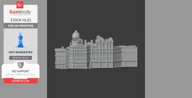 3D model of historic Manchester architecture, with detailed facades and a dome, for 3D printing.