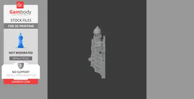 Grey 3D architectural model of a historical Manchester building with a dome and intricate details.