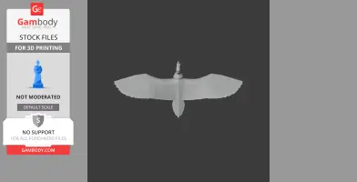 A 3D model of a prehistoric vulture in flight position with outstretched wings.