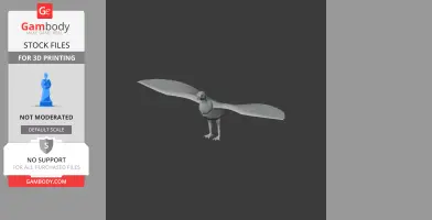 3D model of a prehistoric vulture with outstretched wings, for 3D printing.