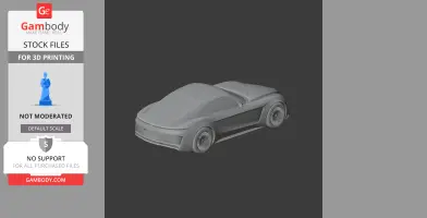 3D model of a sleek, modern sports car, viewed from the rear left angle, ready for 3D printing.