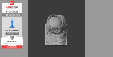 Top view of a 3D Frederick Barbarossa bust, showing a textured crown and flowing robes.