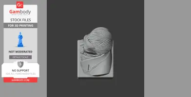 3D model bust of a historical figure in a warrior pose, viewed from above.