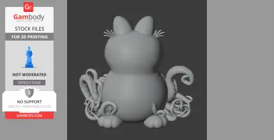 A mashup figure of a cat with tentacles, designed for 3D printing.
