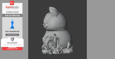 A mashup 3D model of Garfield with Cthulhu tentacles wrapping around its base.