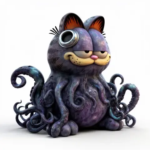 A mashup figure combining Garfield and Cthulhu elements, featuring tentacles and a cyclopean eye.