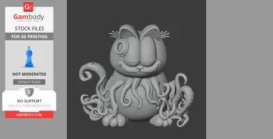 A 3D model of Garfield with Cthulhu tentacles, combining features of both characters.