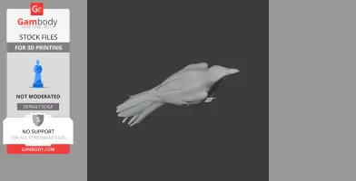 3D model of a New Zealand wattlebird, detailed feathers and streamlined body, for 3D printing.