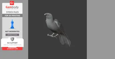 3D model of a New Zealand Wattlebird, perched with detailed plumage, for 3D printing.