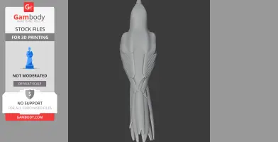3D model of a streamlined bird with detailed wings and tail, viewed from above, for 3D printing.