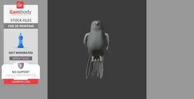 Gray 3D model of a New Zealand Wattlebird, suitable for 3D printing.