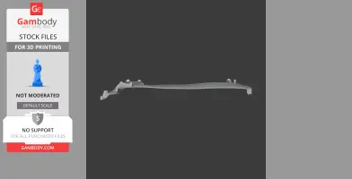 A gray 3D model of a flat, long architectural structure resembling part of a fort or wall.