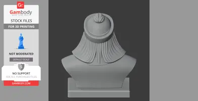 A 3D-printed bust of Genghis Khan from the back, showing a conical hat and detailed drapery.