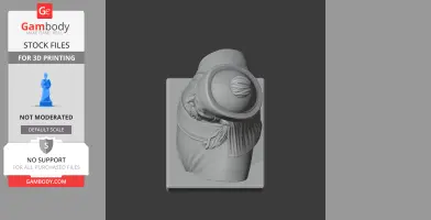 3D model of a Genghis Khan bust with detailed attire viewed from above, ready for 3D printing.