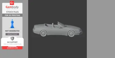 3D model of an Alfa Romeo convertible car, side view, for 3D printing.