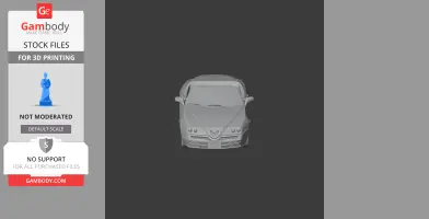 Front view of a 3D model of an Alfa Romeo car, designed for 3D printing.