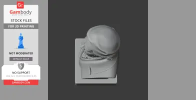 A top-down view of a 3D-printed bust on a pedestal, featuring detailed clothing and head features.