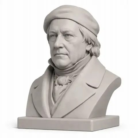 A detailed bust of a man with a beret and scarf, designed for 3D printing.