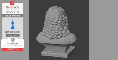 3D printed bust of George Frideric Handel with ornate, curly hairstyle, viewed from the back.