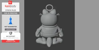 3D model of a character resembling Garfield in Daredevil costume with a ring on the head, viewed from behind.
