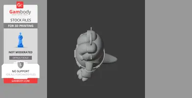 3D model of Garfield in a superhero outfit, viewed from above, with a ring accessory.