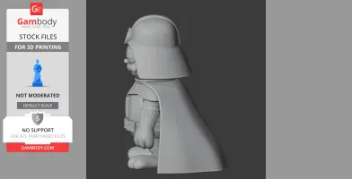 Garfield in a Darth Vader helmet and cape, standing with arms at sides, 3D printable figure.