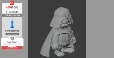A 3D model mashup of Garfield and Darth Vader, featuring a helmet, cape, and iconic outfit.