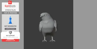 A 3D model of a simplified prehistoric bird standing upright, designed for 3D printing.