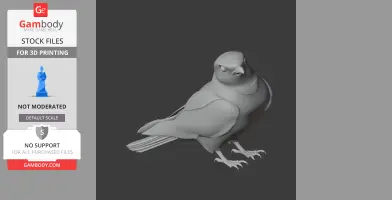 A detailed 3D model of a prehistoric bird in a neutral pose, suitable for 3D printing.