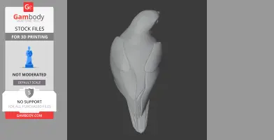Smooth 3D model of a prehistoric bird in a resting pose, optimized for 3D printing.