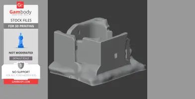 3D printable model of a ruined tower structure with broken walls and a rough base.