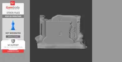 A minimalist 3D model of Arnside Tower with jagged edges and simple rectangular shapes.