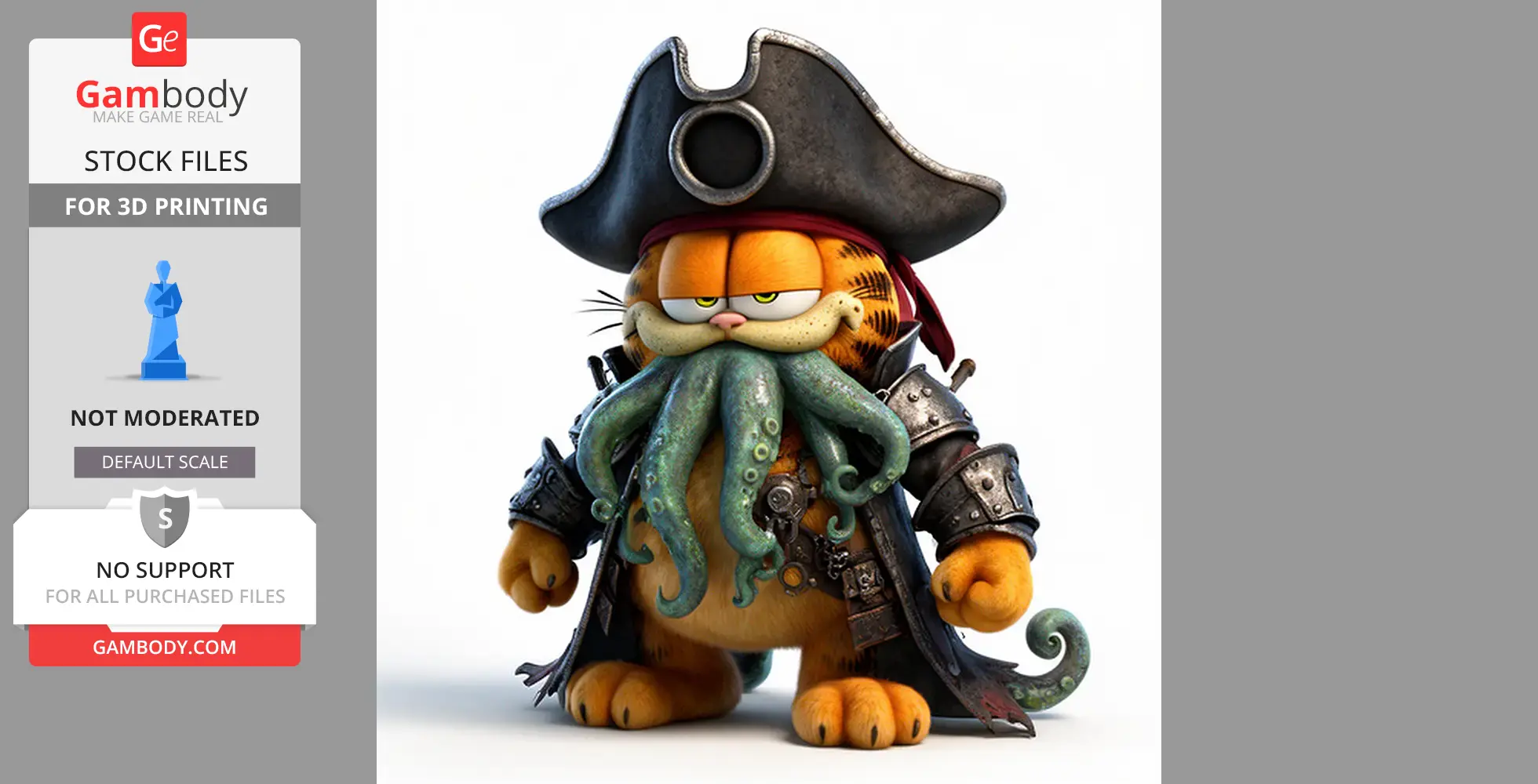 Garfield Davy Jones Ring Figure - Mashup Figure STL