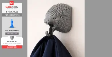 Porcupine HEAD WALL HANGER COAT AND - Animal Wall Hook STL