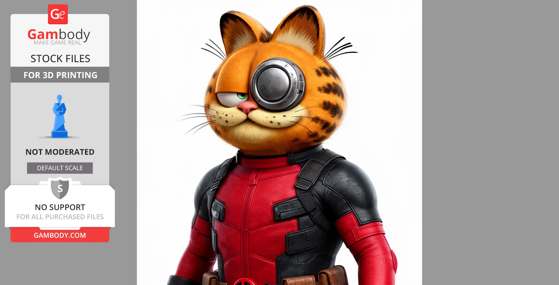 Garfield Deadpool Ring Figure - Mashup Figure STL
