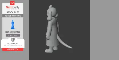 A 3D model of a character with goat-like features, wearing a robe, seen from the back.