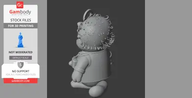 A 3D model of a mashup character, combining cartoon cat and scientist traits, holding a gadget.