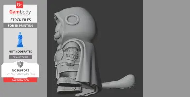 A 3D model mashup of Garfield and Doctor Doom, featuring a hooded cloak and armor with a tail.